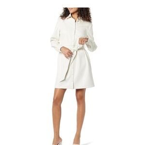 The Drop Women's Sam Vegan Leather Shirtdress, Whisper White, XS NWT